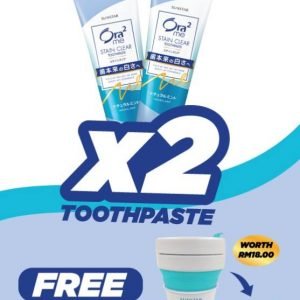 Ora2 me Stain Clear Toothpaste Premium Pack - 2 x Natural Mint 140g + FREE Foldable Collapsible Silicone Cup